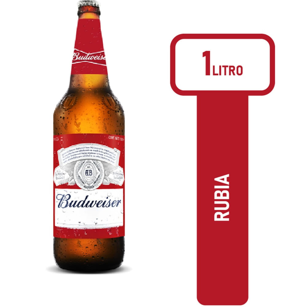 Cerveza rubia Budweiser 1 lt