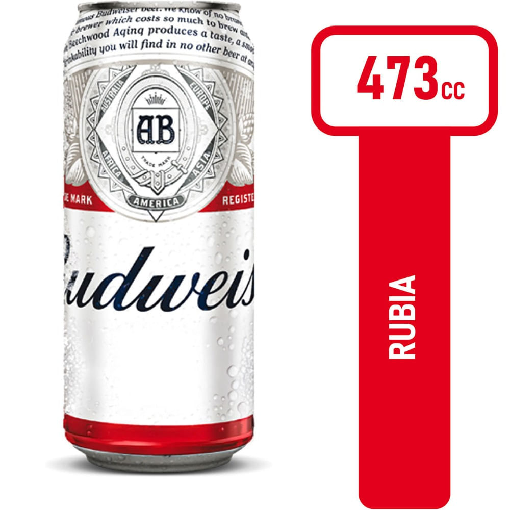 Cerveza rubia Budweiser 473 ml
