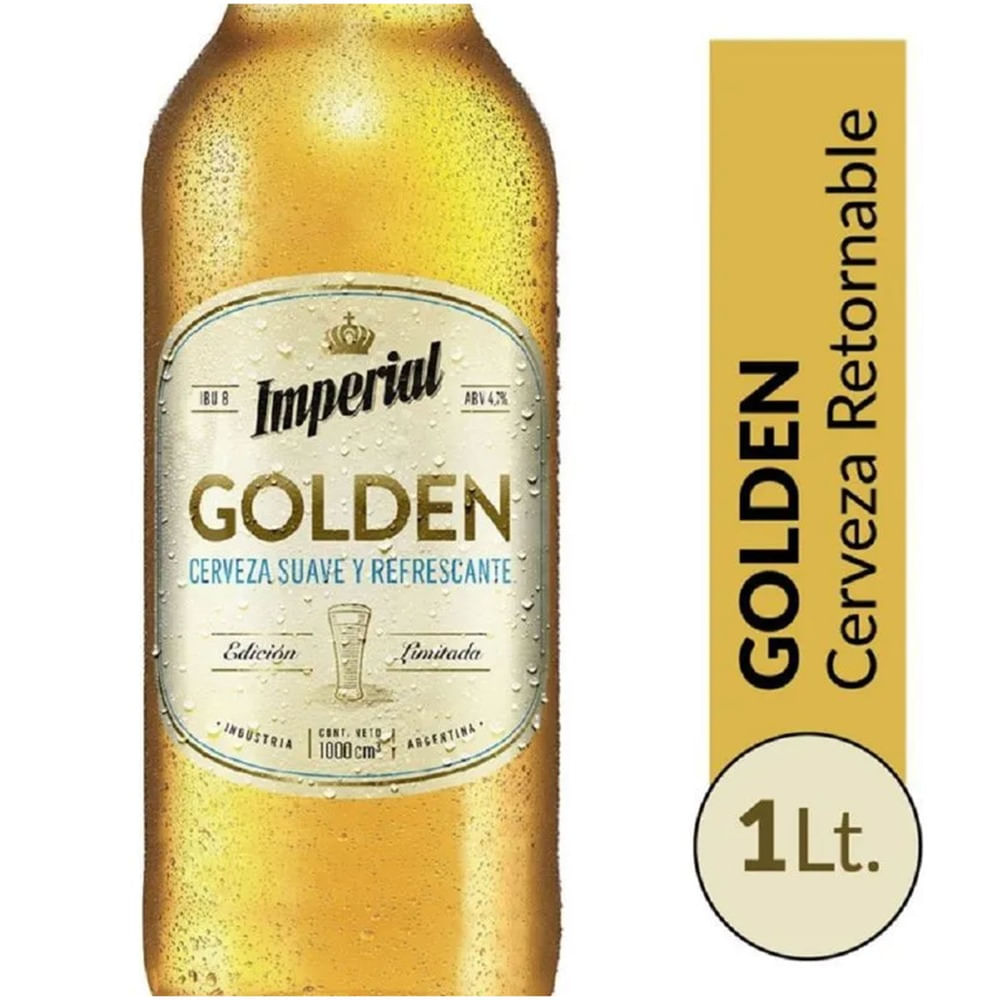 Cerveza golden Imperial botella retornable 1 lt.