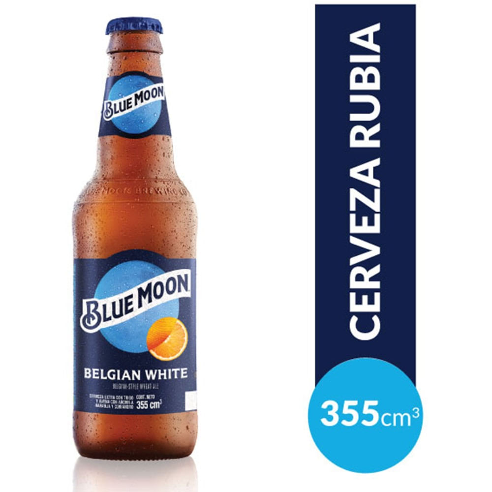 Cerveza belgian white Blue Moon porrón 355 ml