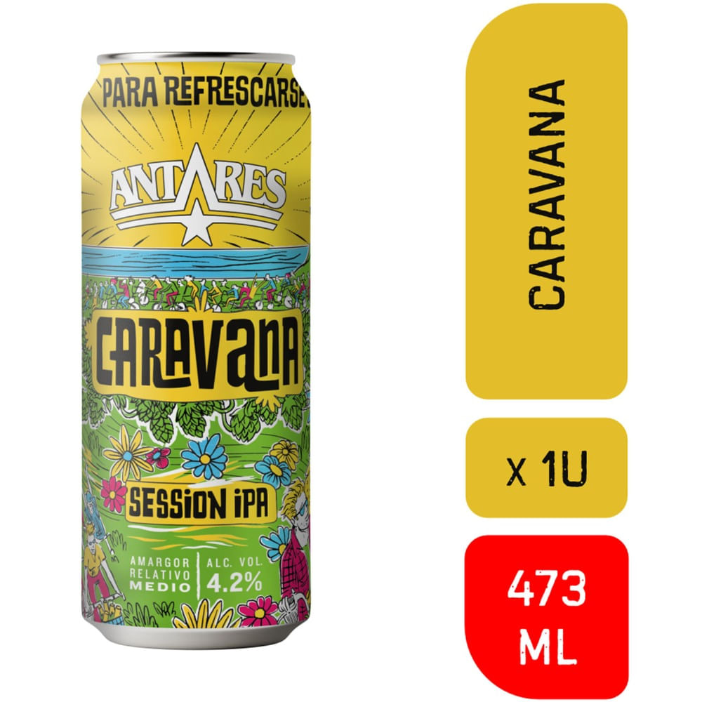 Cerveza rubia Antares Caravana Ipa 473 ml