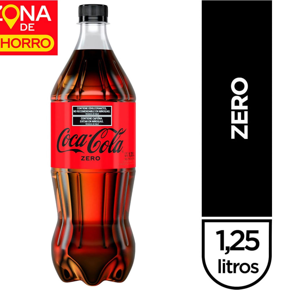 Gaseosa cola Coca Cola Zero 1,25 lts