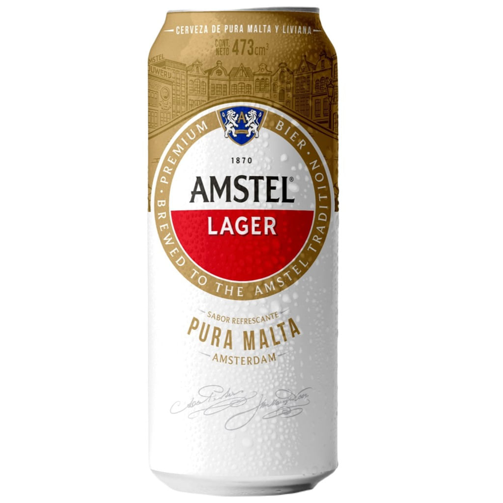 Cerveza blanca Amstel Lager pura malta 473 ml