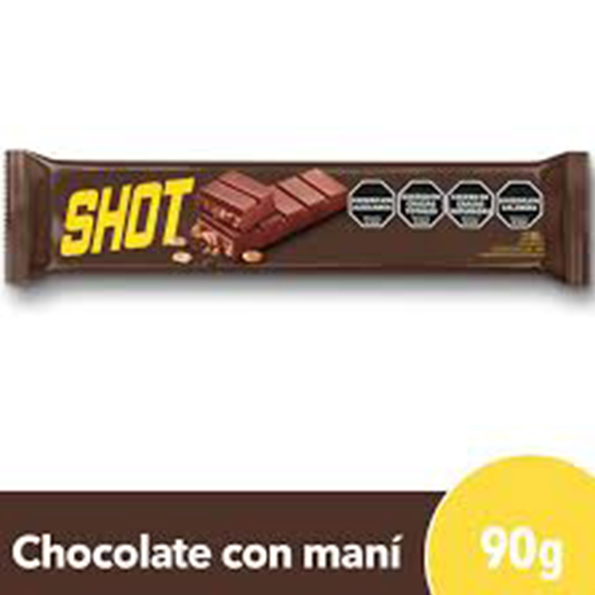Tableta de chocolate Shot con leche y maní 90 grs