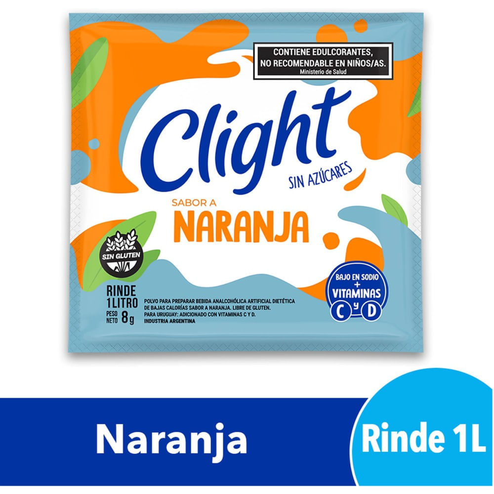 Jugo en Polvo Clight Naranja 8 grs