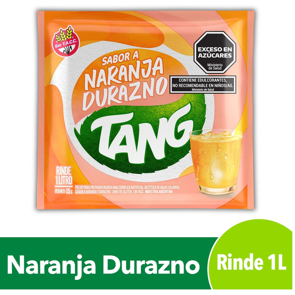 Jugo en polvo Tang naranja durazno en sobre 15 g