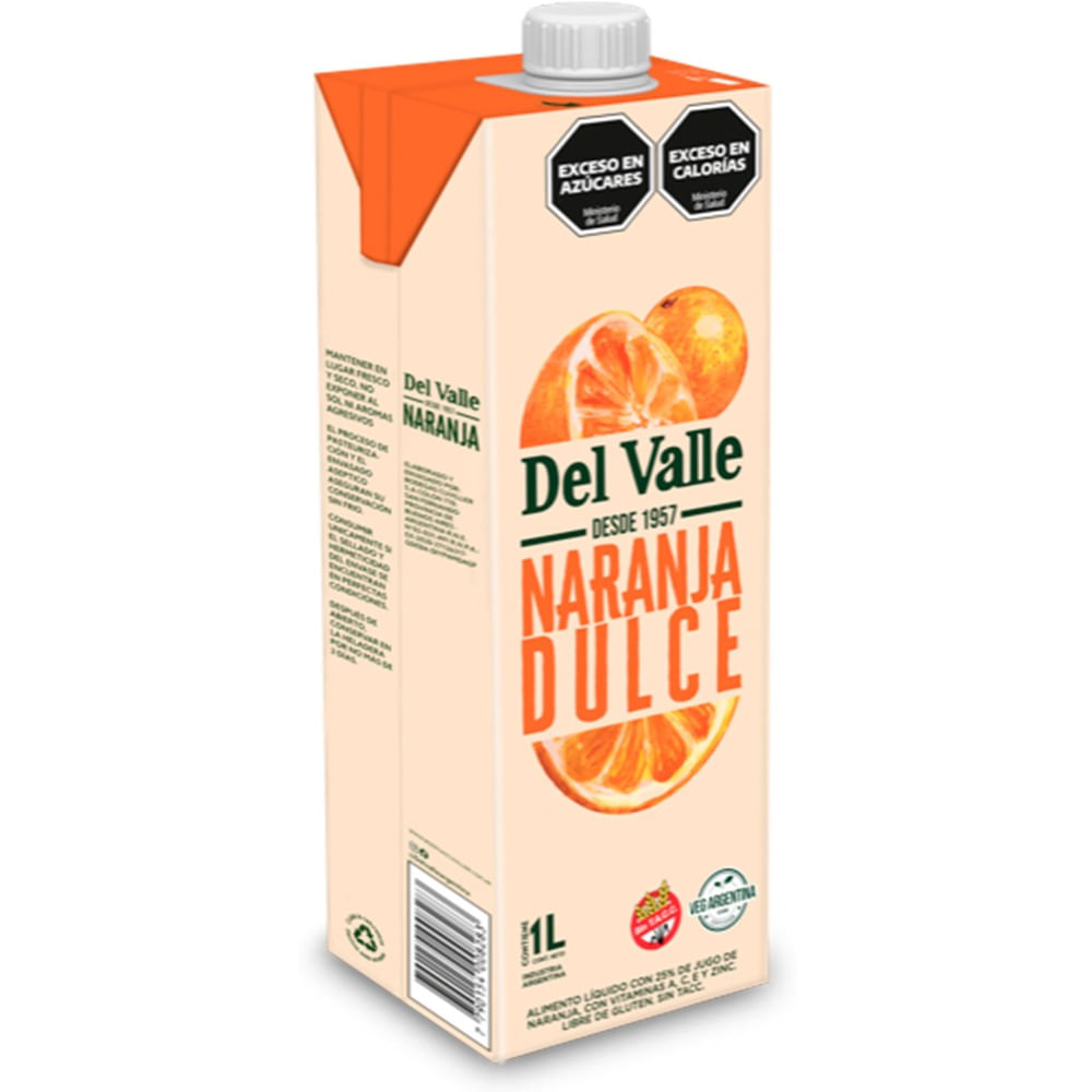 Jugo natural Del Valle de naranja 1 l.