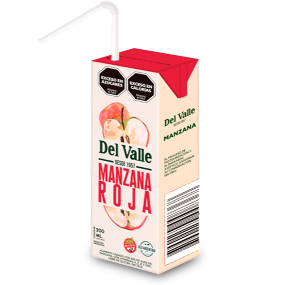 Jugo natural Del Valle de manzana 200 cc.