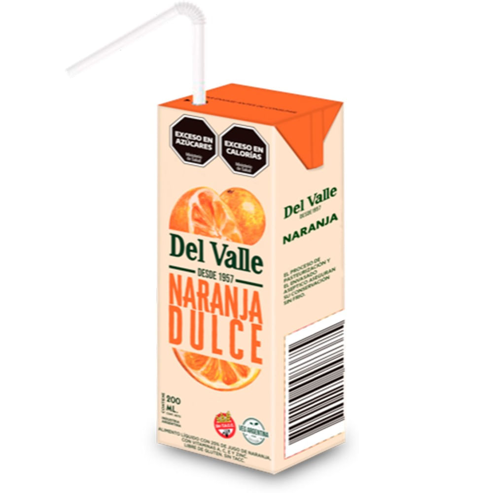 Jugo natural Del Valle de naranja 200 cc.