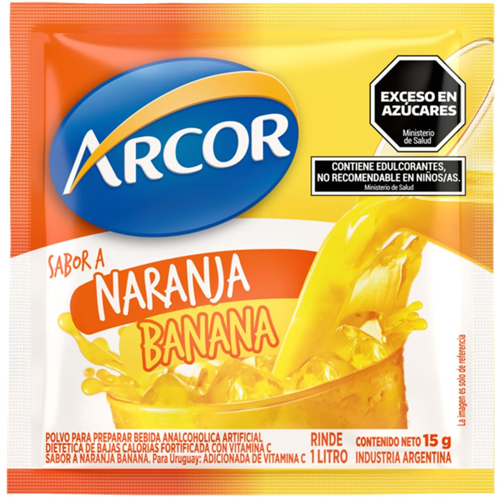 Jugo en polvo Arcor de naranja banana 15 grs