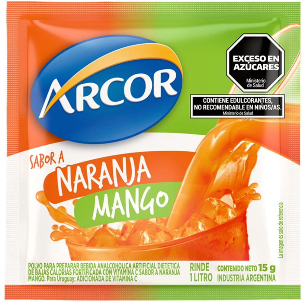 Jugo en polvo Arcor de naranja mango 15 grs