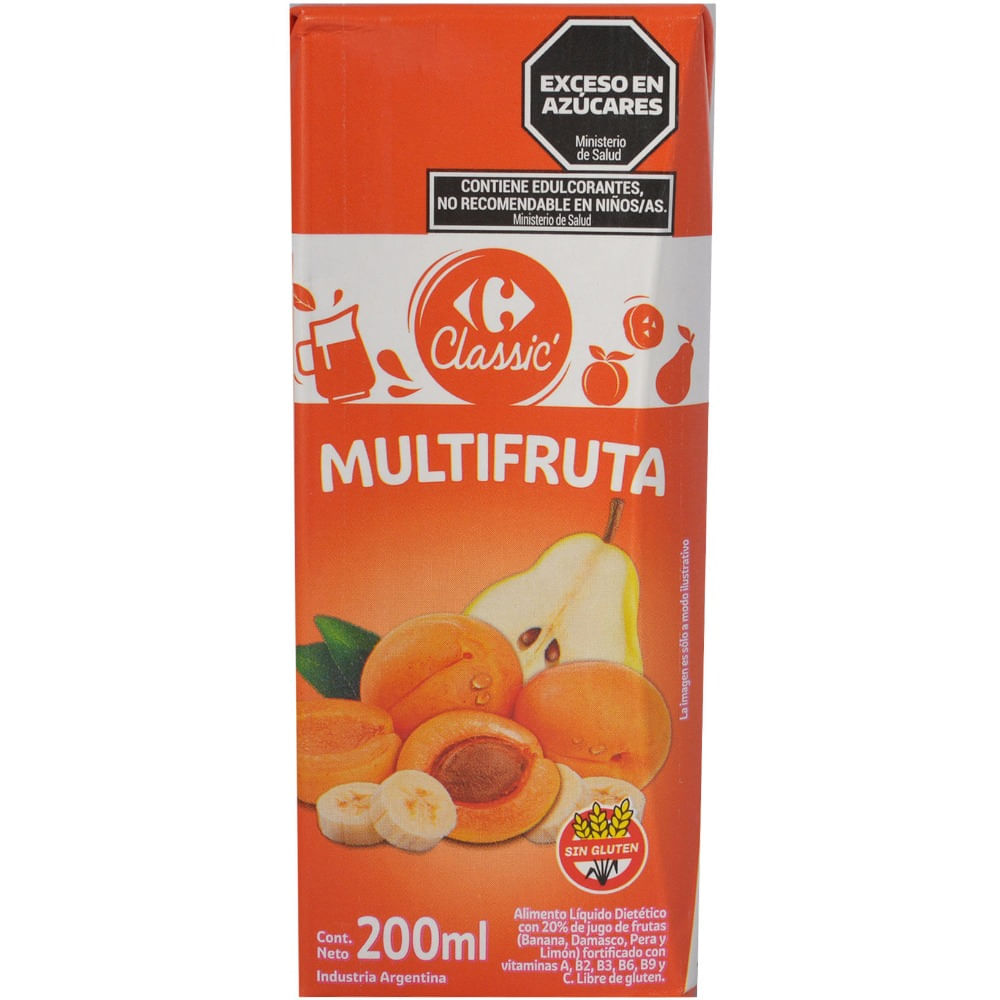 Jugo Carrefour Classic multifruta tetra 200 cc.