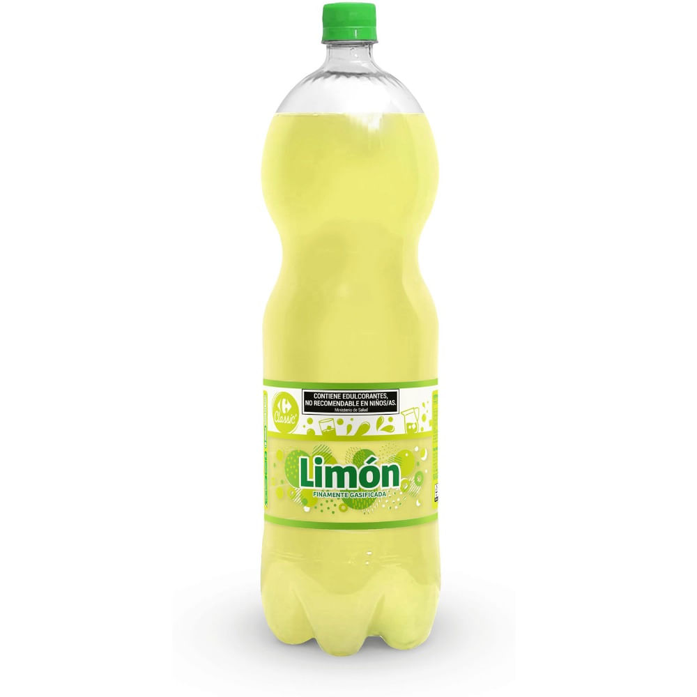 Agua saborizada de limón Carrefour Classic con gas pet 2 lts