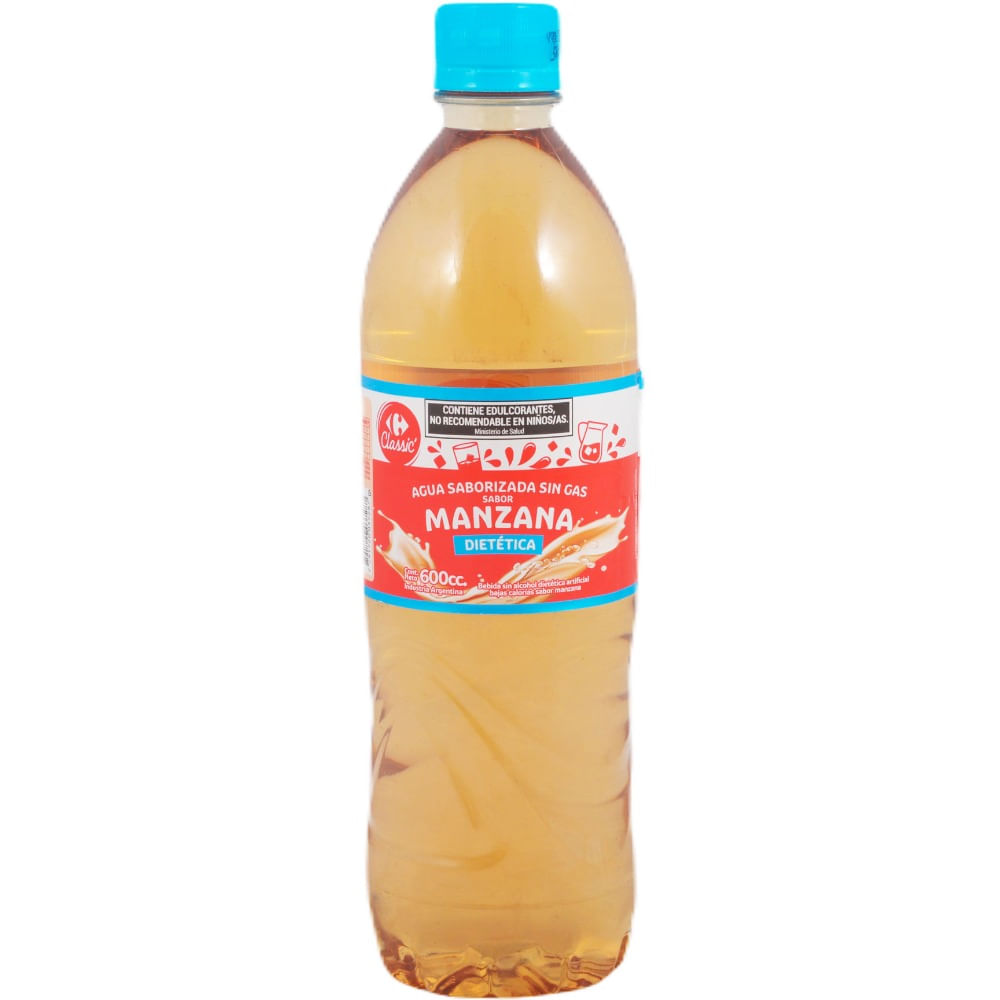 Agua saborizada sin gas Carrefour Classic de manzana 600 cc.