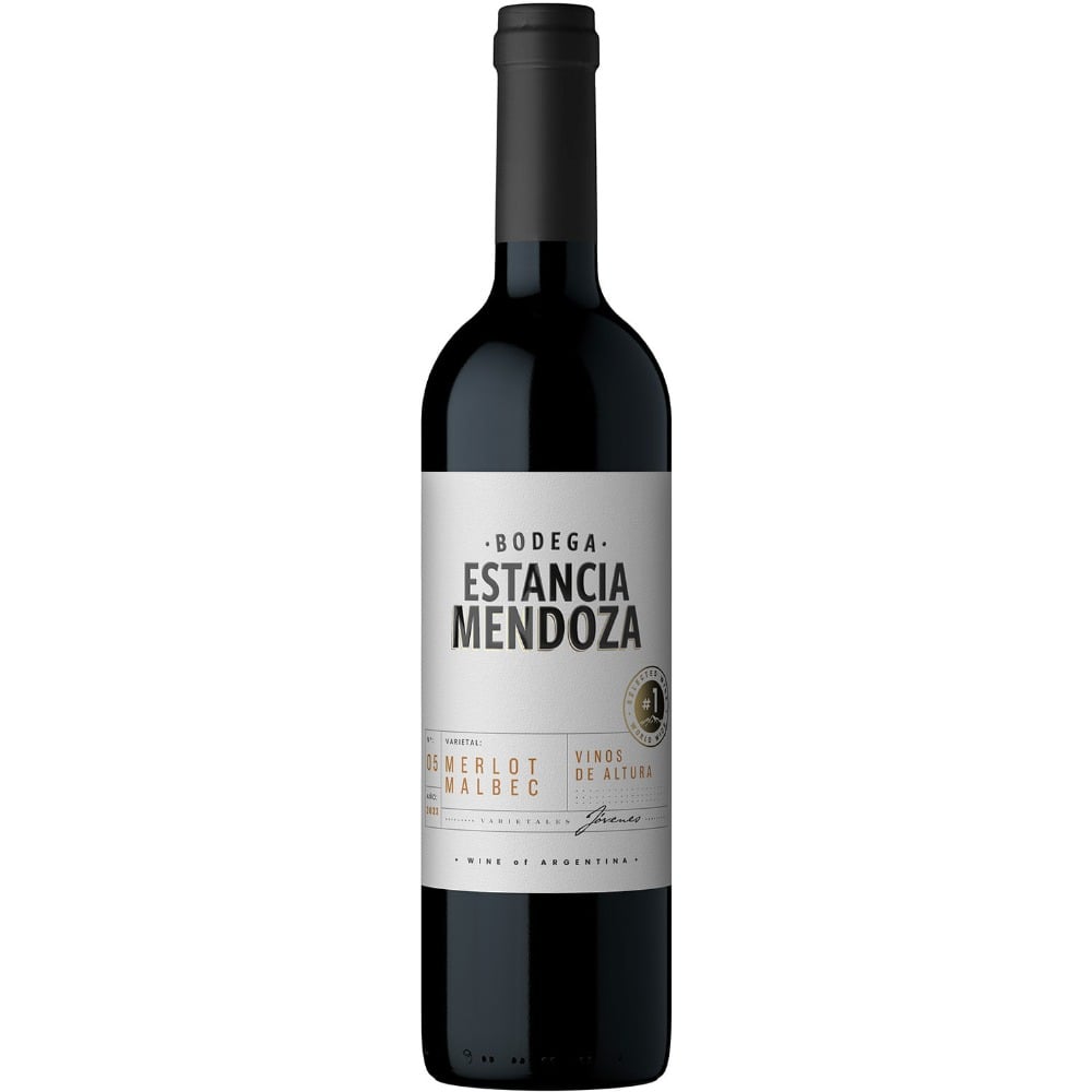 Vino tinto merlot malbec Estancia Mendoza en botella 750 cc.