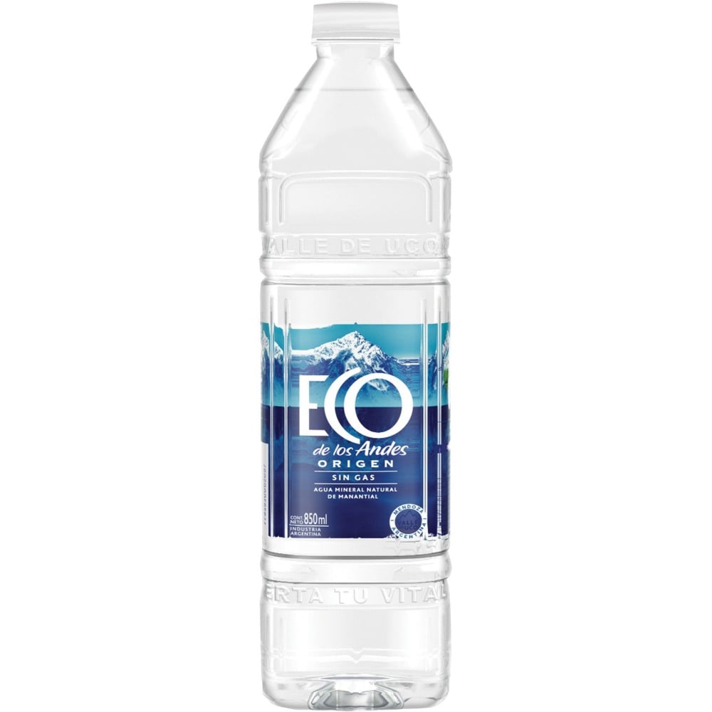 Agua mineral sin gas Eco de los Andes 850 ml