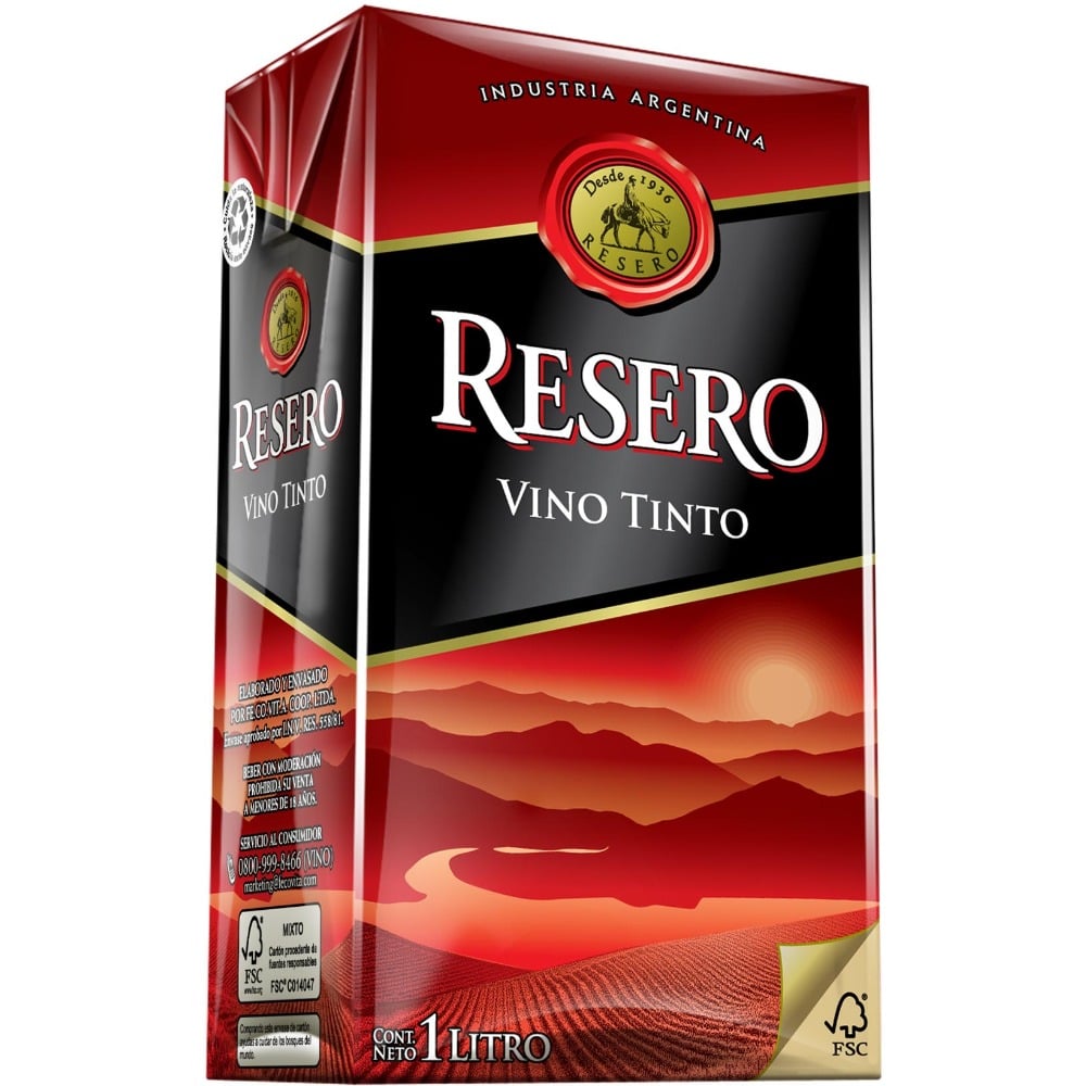 Vino tinto Resero tetra 1 lt