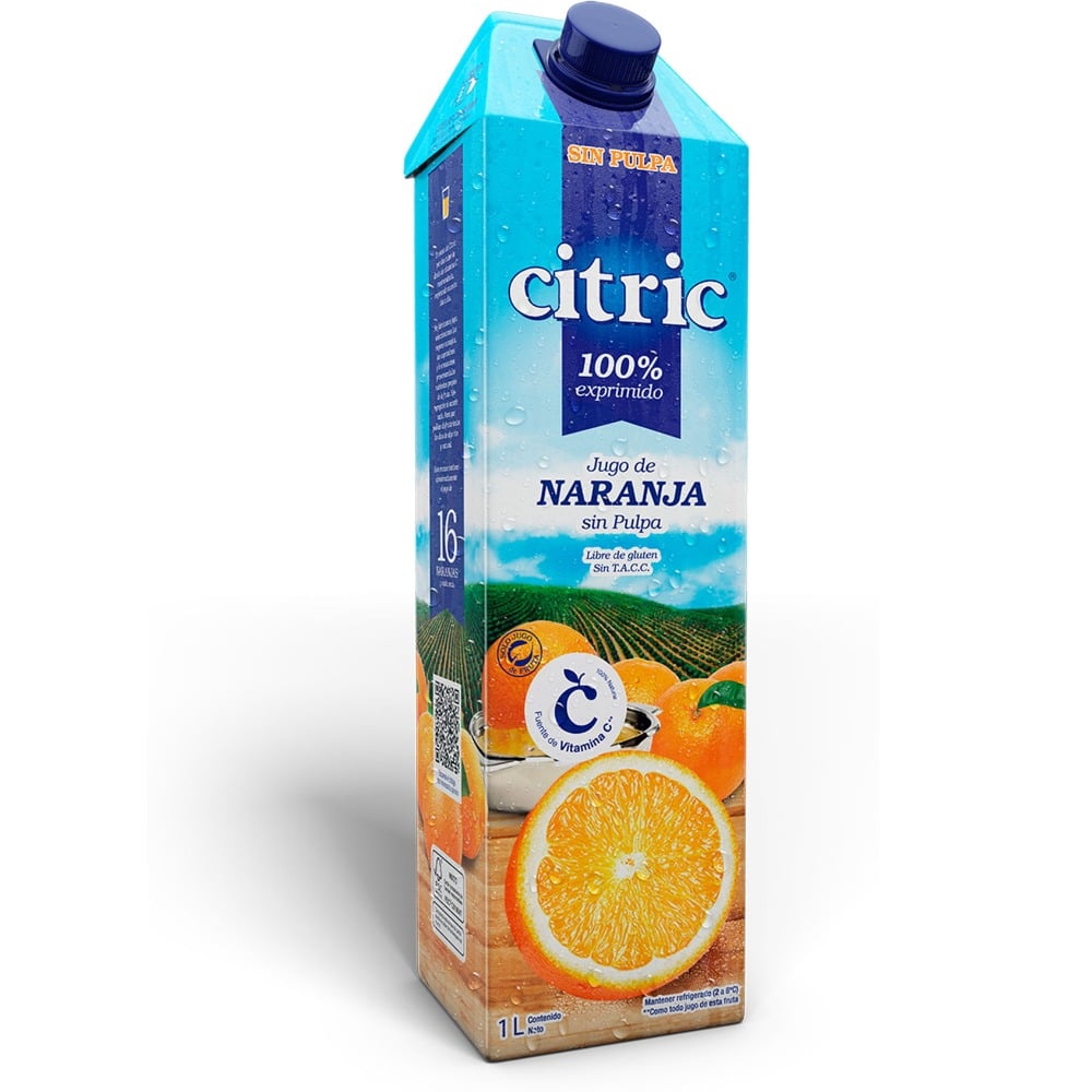 Jugo Citric de naranja sin pulpa tetra 1 l.
