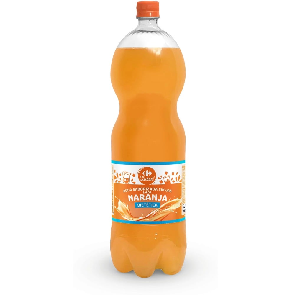 Agua saborizada de naranja Carrefour Classic sin gas pet 2 lts