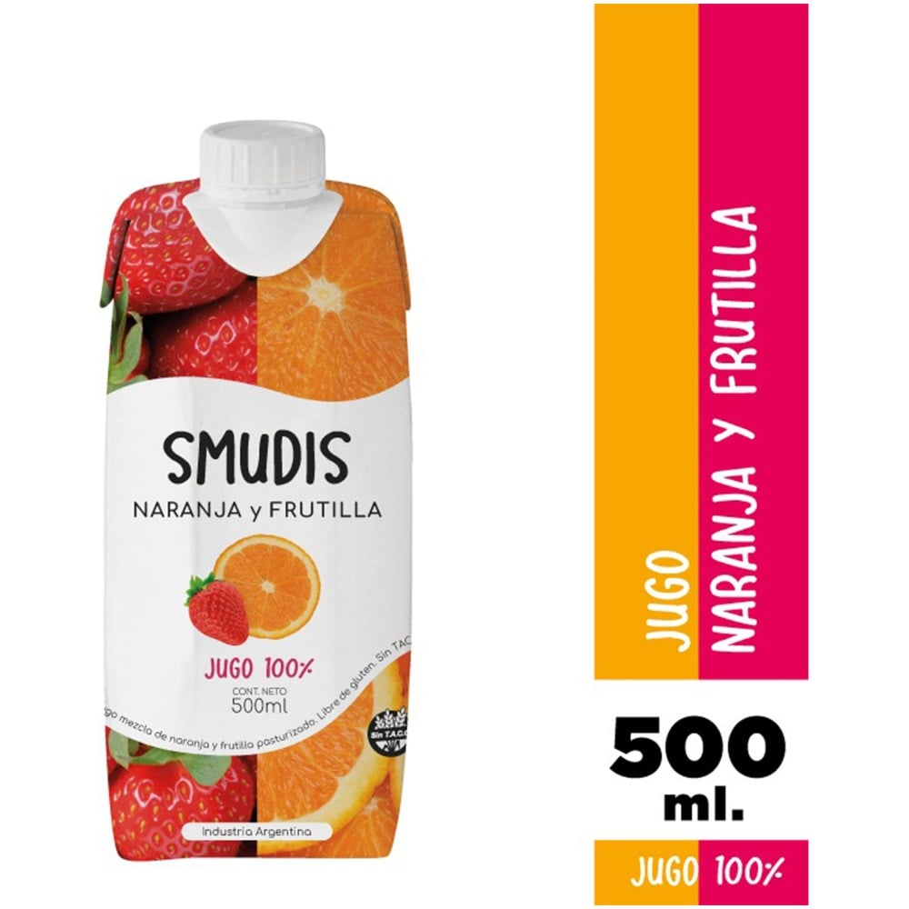 Jugo natural Smudis naranja frutilla 500 cc.