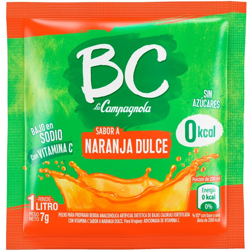 Jugo en polvo BC La Campagnola naranja dulce 7 g.