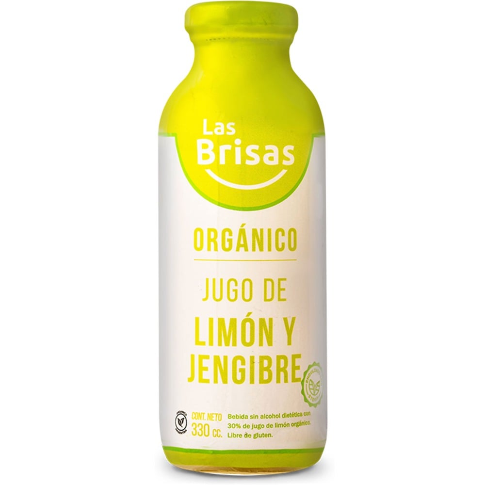Jugo org. de limón con jengibre s azúcar Las Brisas 330 cc.