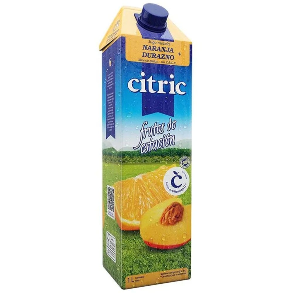 Jugo de naranja durazno Citric tetra 1 lt.