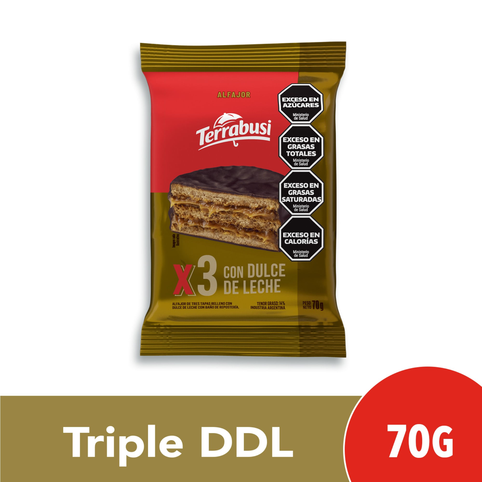 Alfajor triple Terrabusi clásico 70 g.