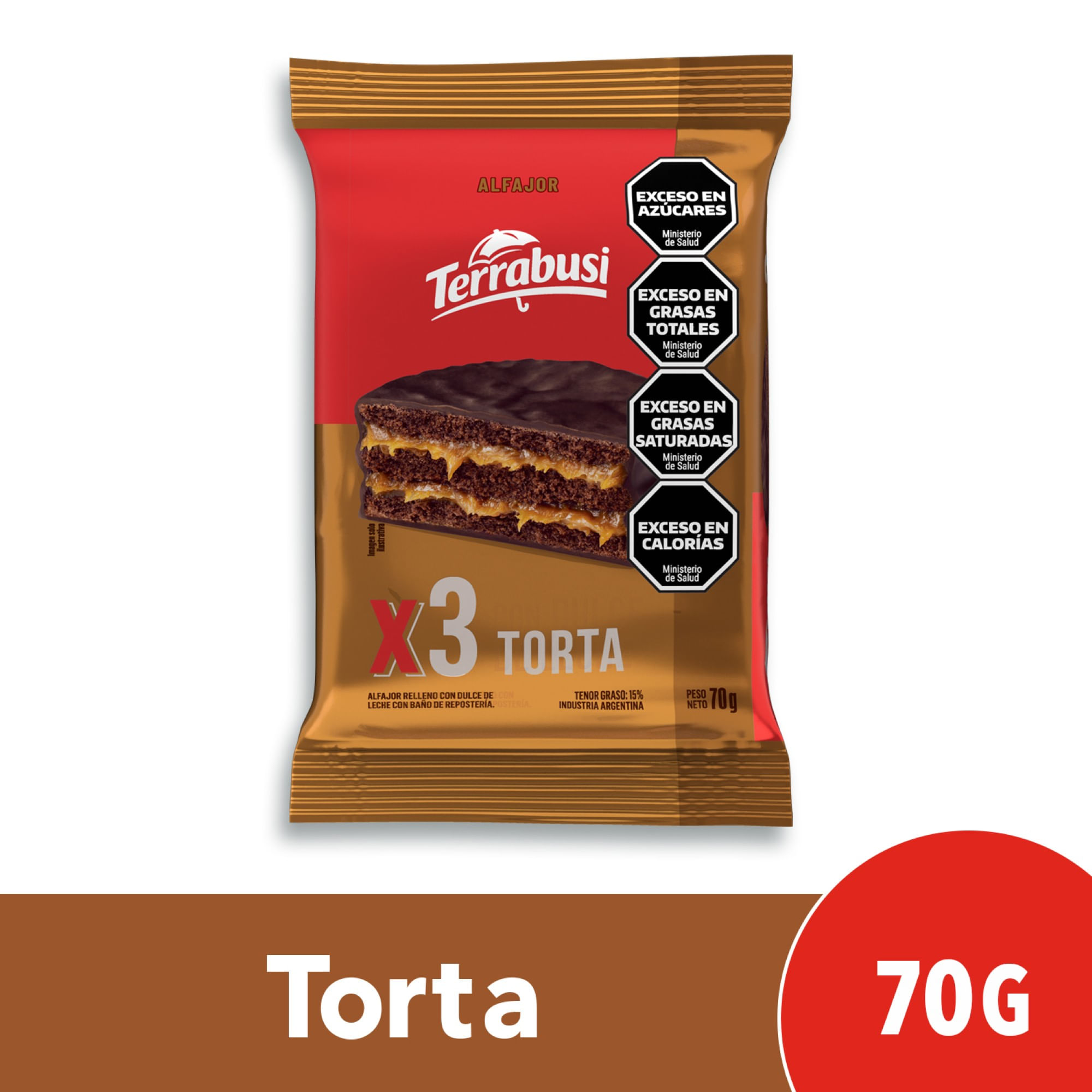Alfajor triple Terrabusi torta 70 g.