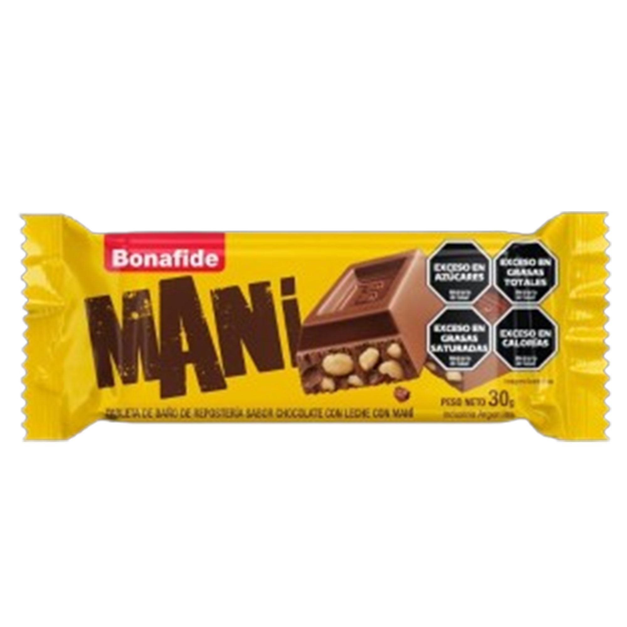 Tableta de chocolate con leche y maní Bonafide 30 grs