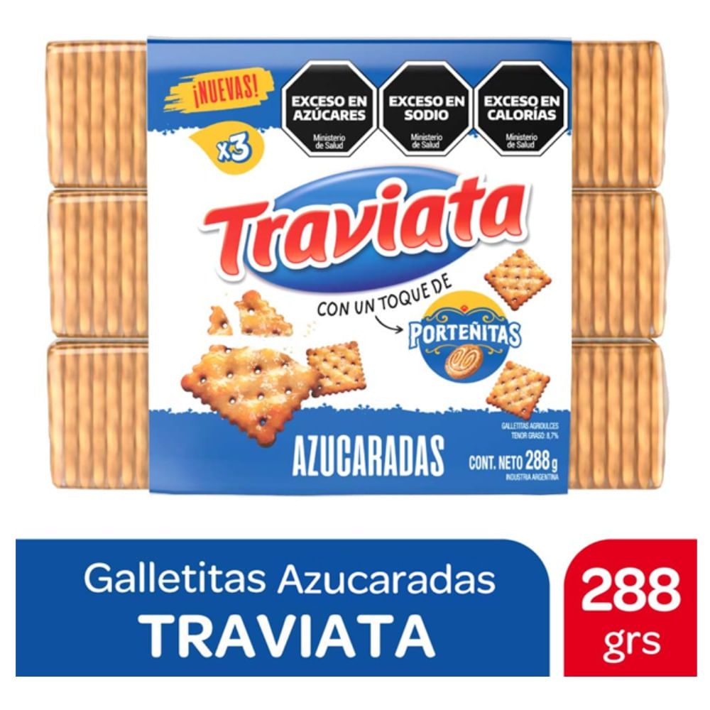 Galletitas azúcaradas Traviata + Portenitas x3 96 grs