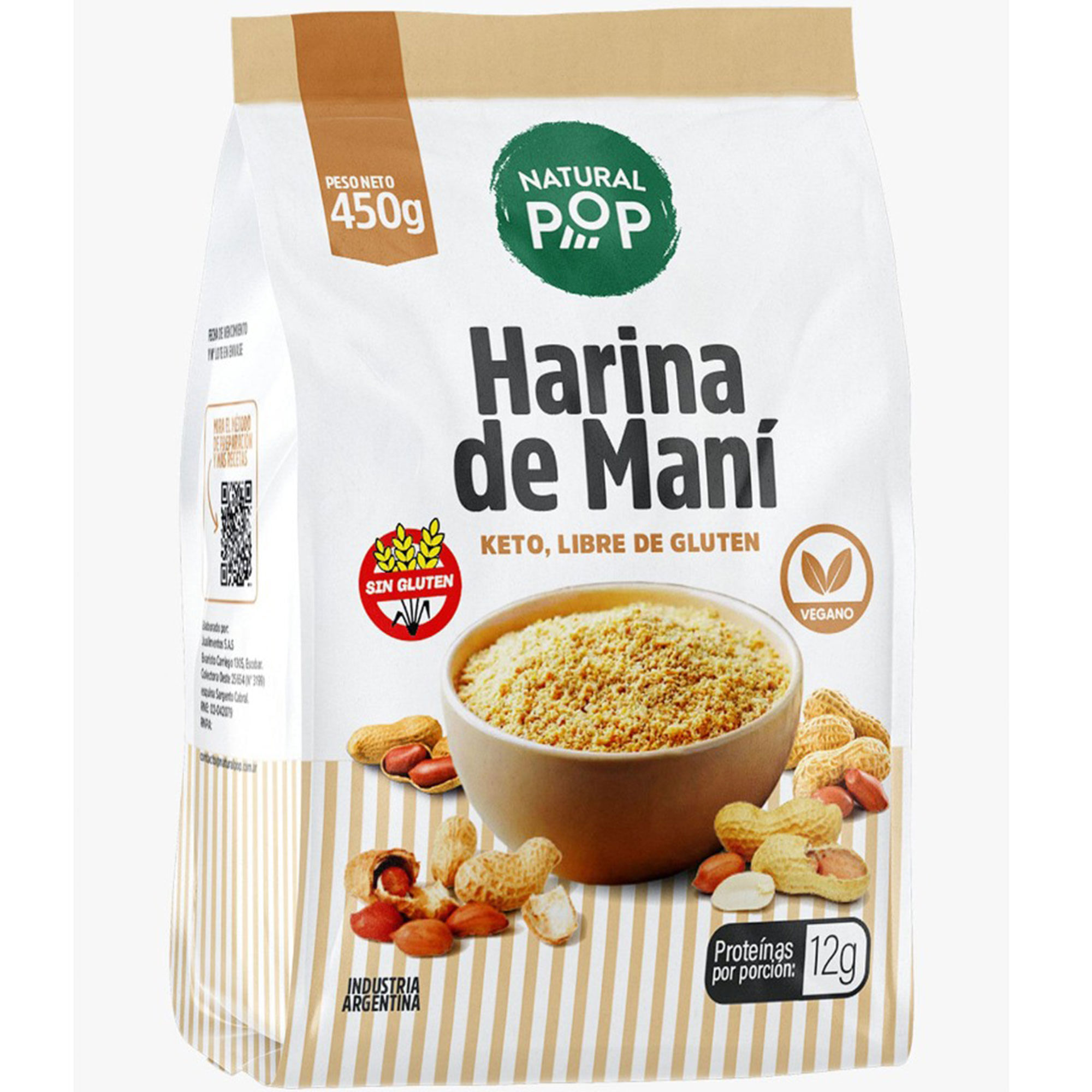 Harina de maní Natural Pop sin tacc 450 grs