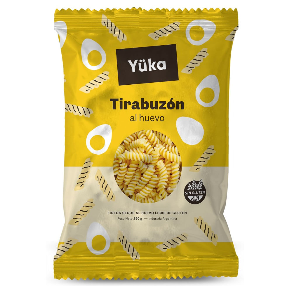 Fideos sin tacc al huevo tirabuzón Yuka 250 g.