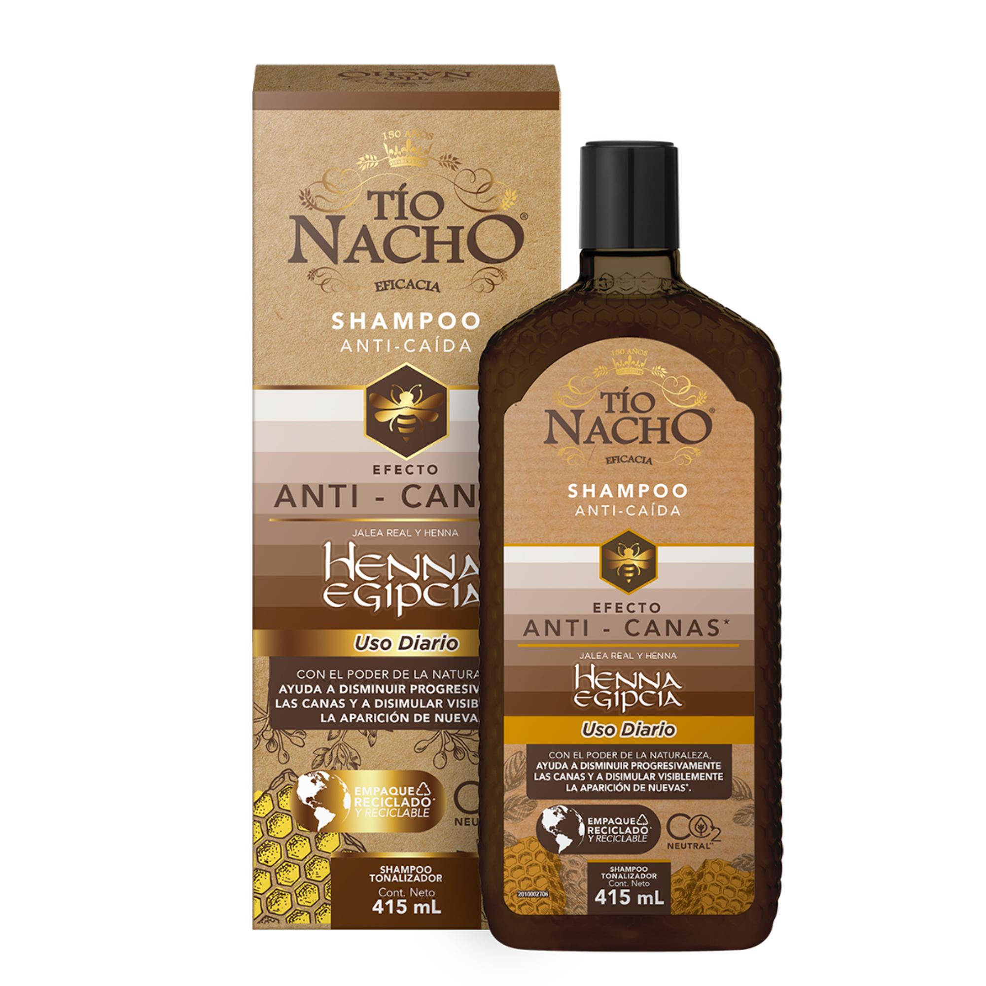 Shampoo Tío Nacho Henna Egipcia Efecto Anti Canas 415 ml