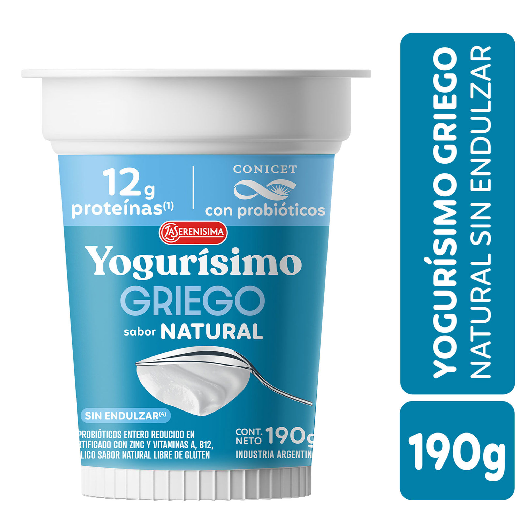 Yogur Griego natural sin endulzar Yogurísimo 190 grs