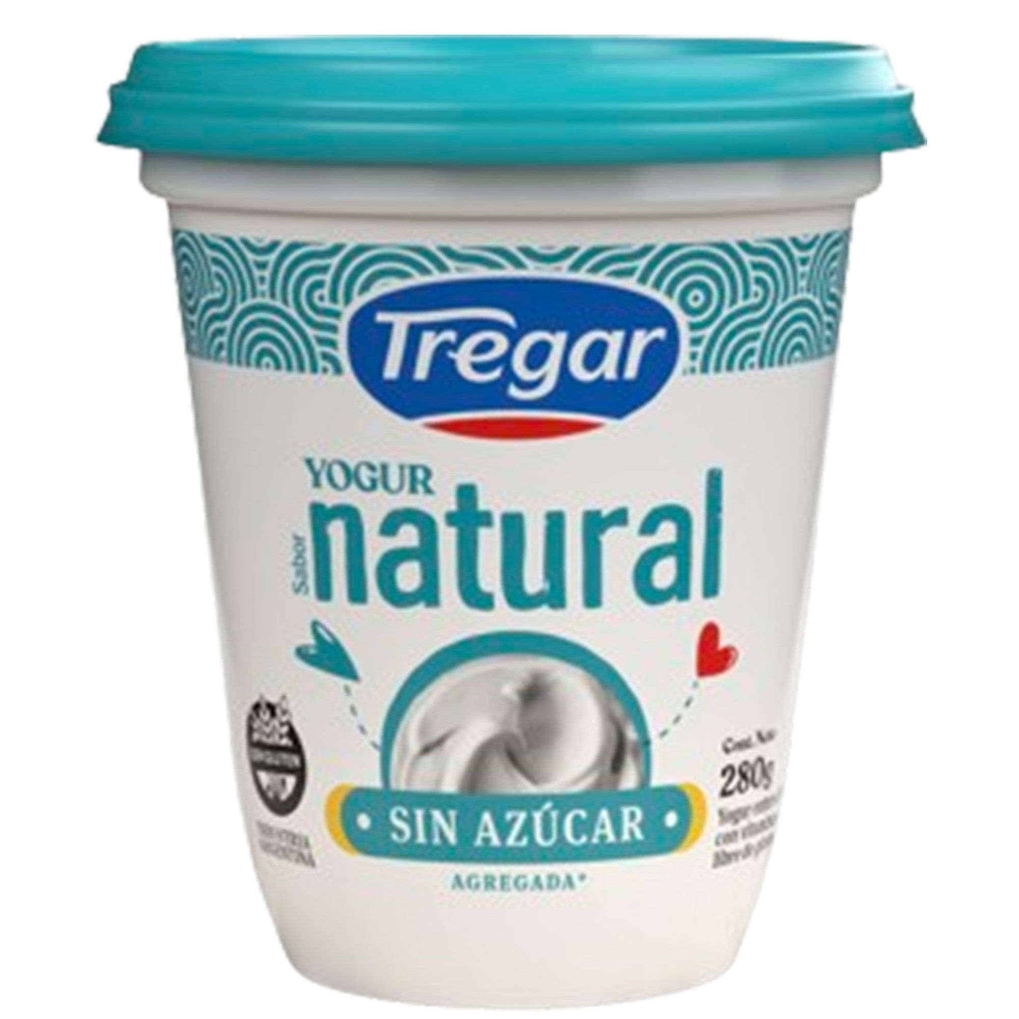 Yogur natural sin azúcar Tregar en pote 280 g.