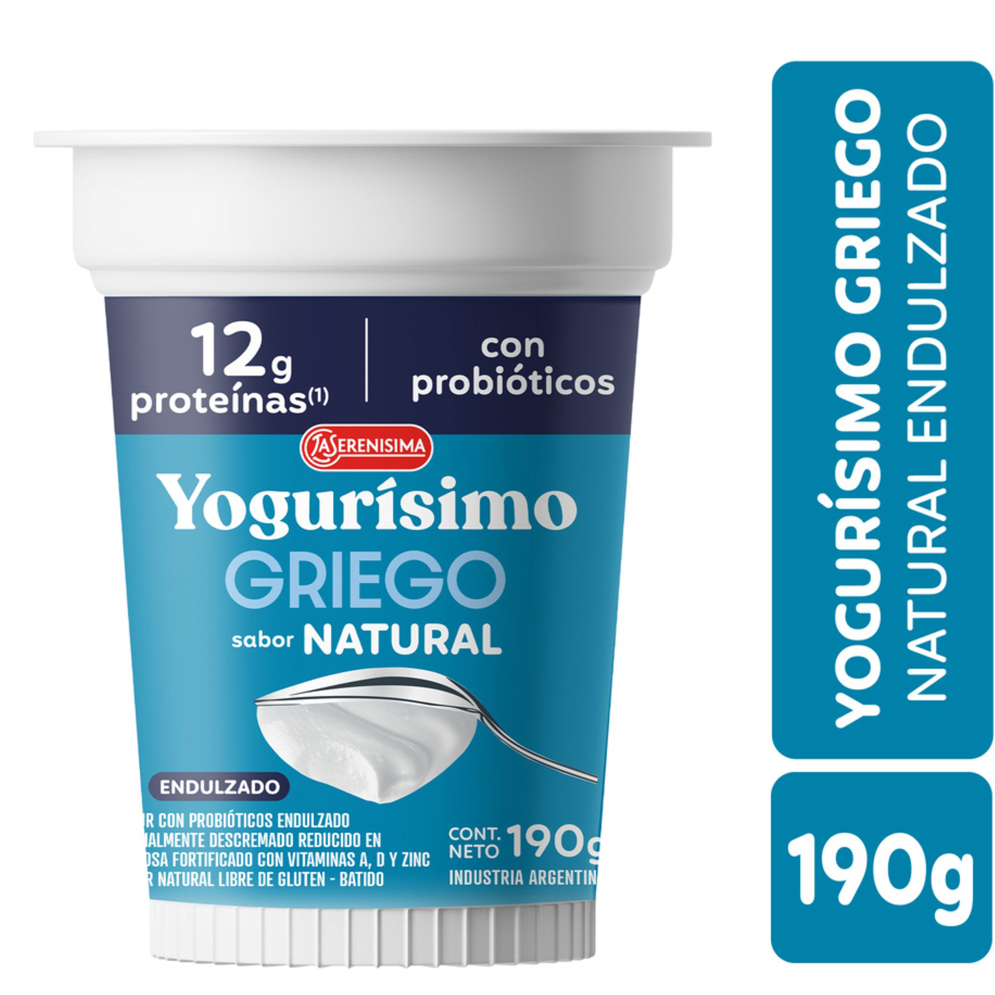 Yogur Griego natural endulzado Yogurísimo 190 grs