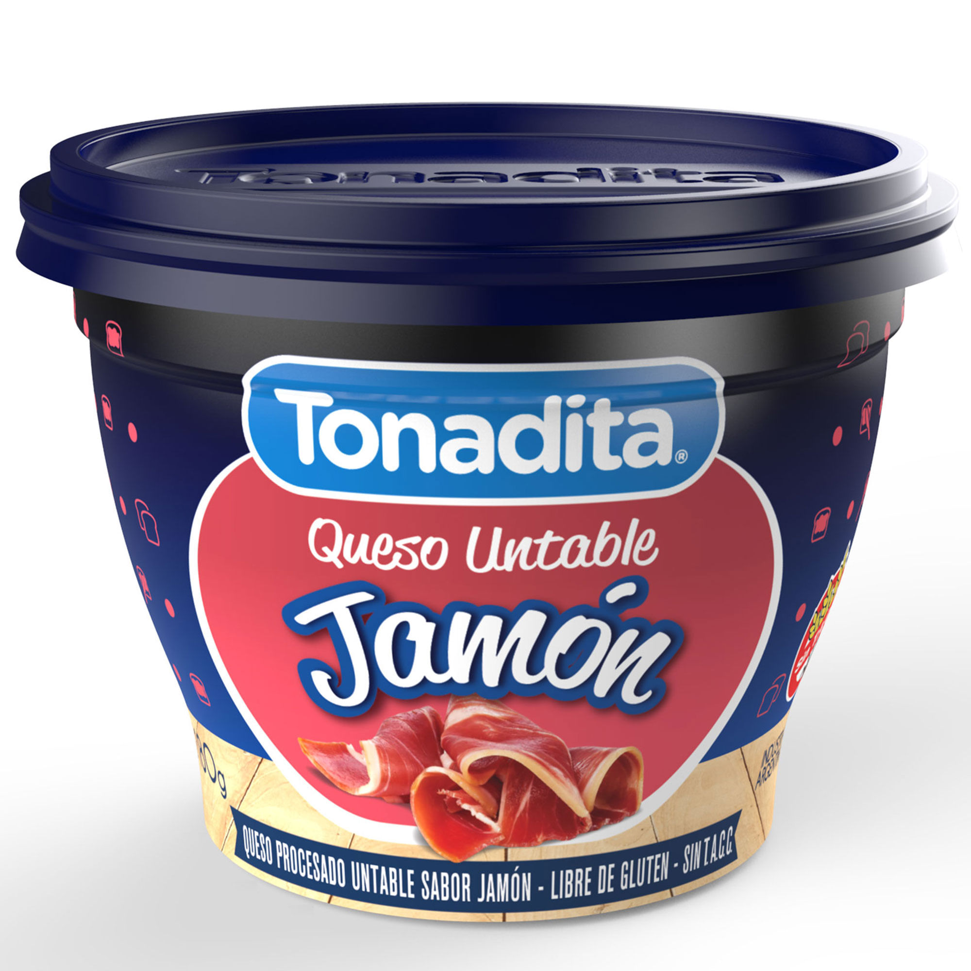 Queso untable Tonadita sabor jamón 180 g.