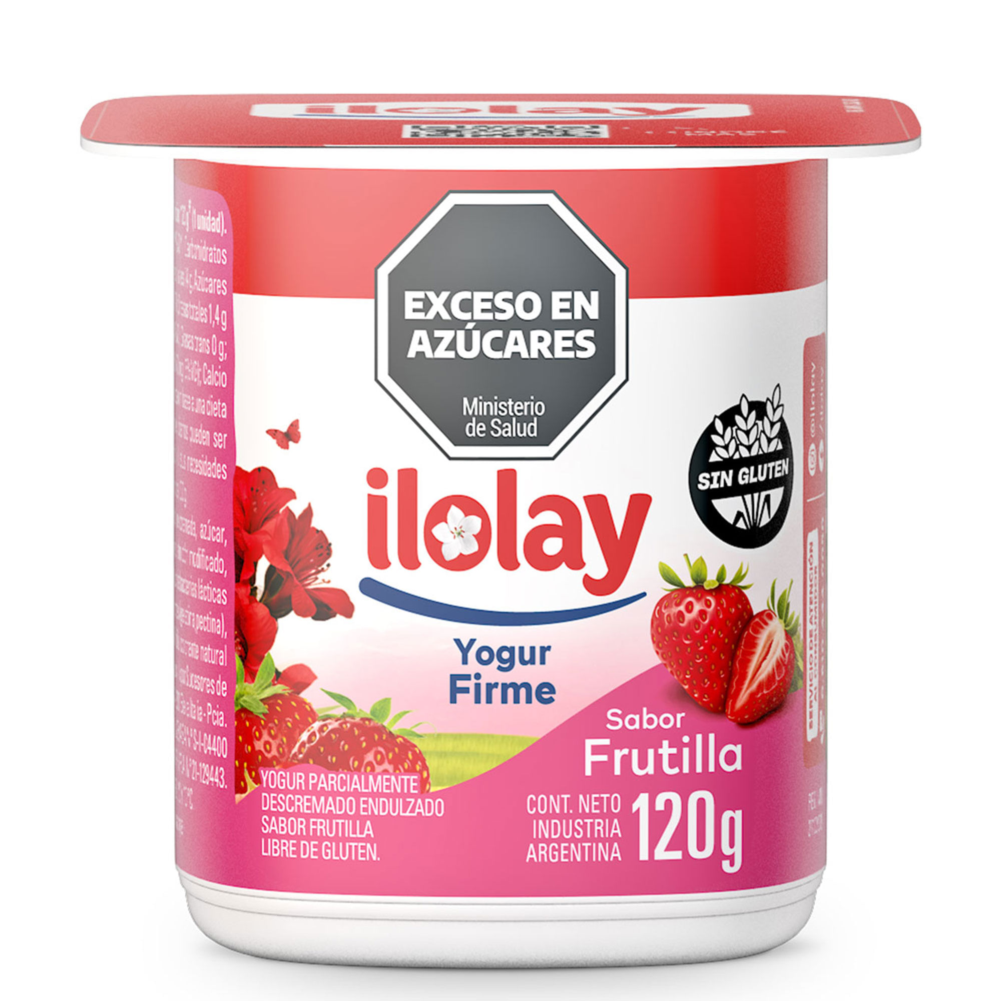 Yogur firme entero de frutilla Ilolay en pote 120 g.