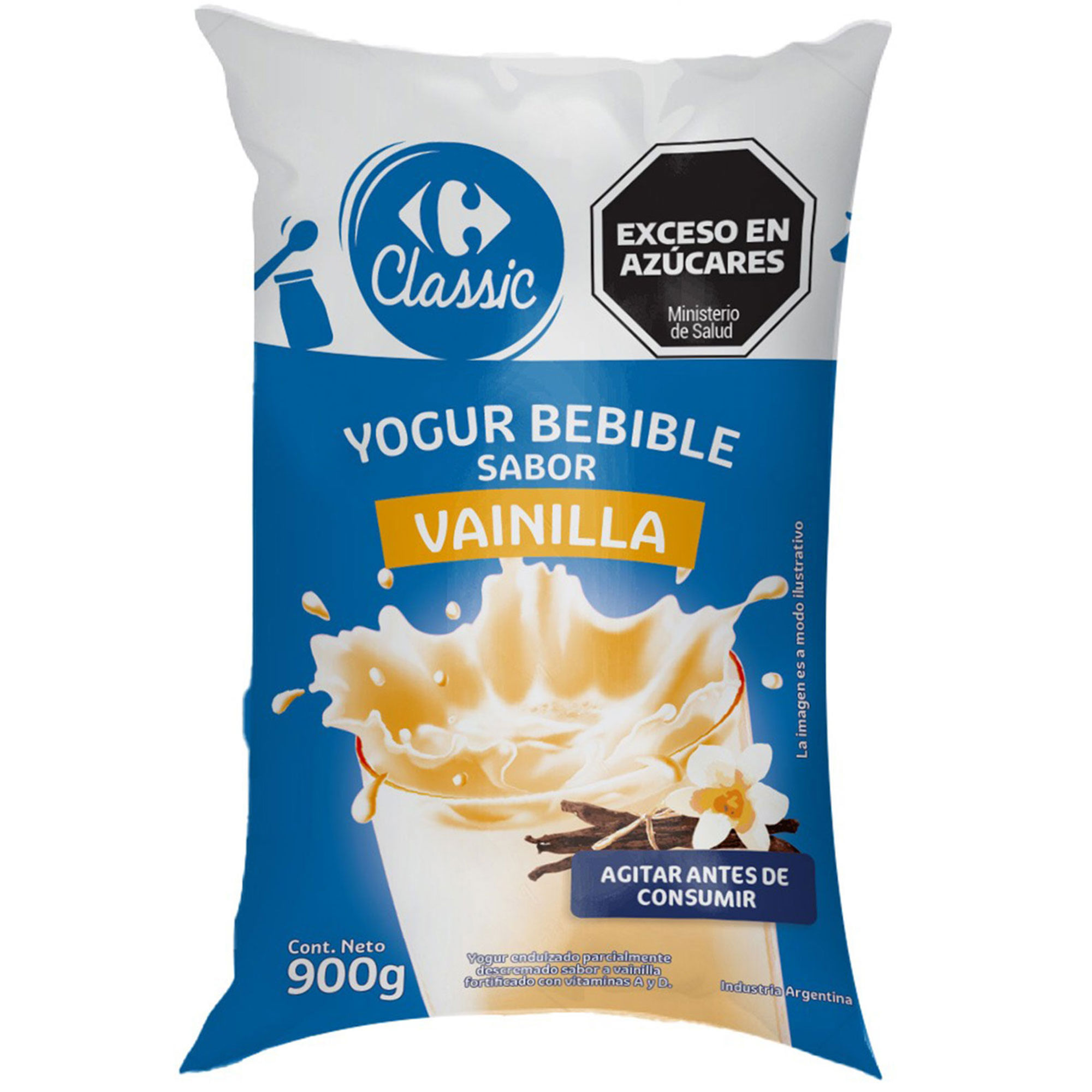 Yogur bebible entero Carrefour Classic sabor vainilla 900 ml