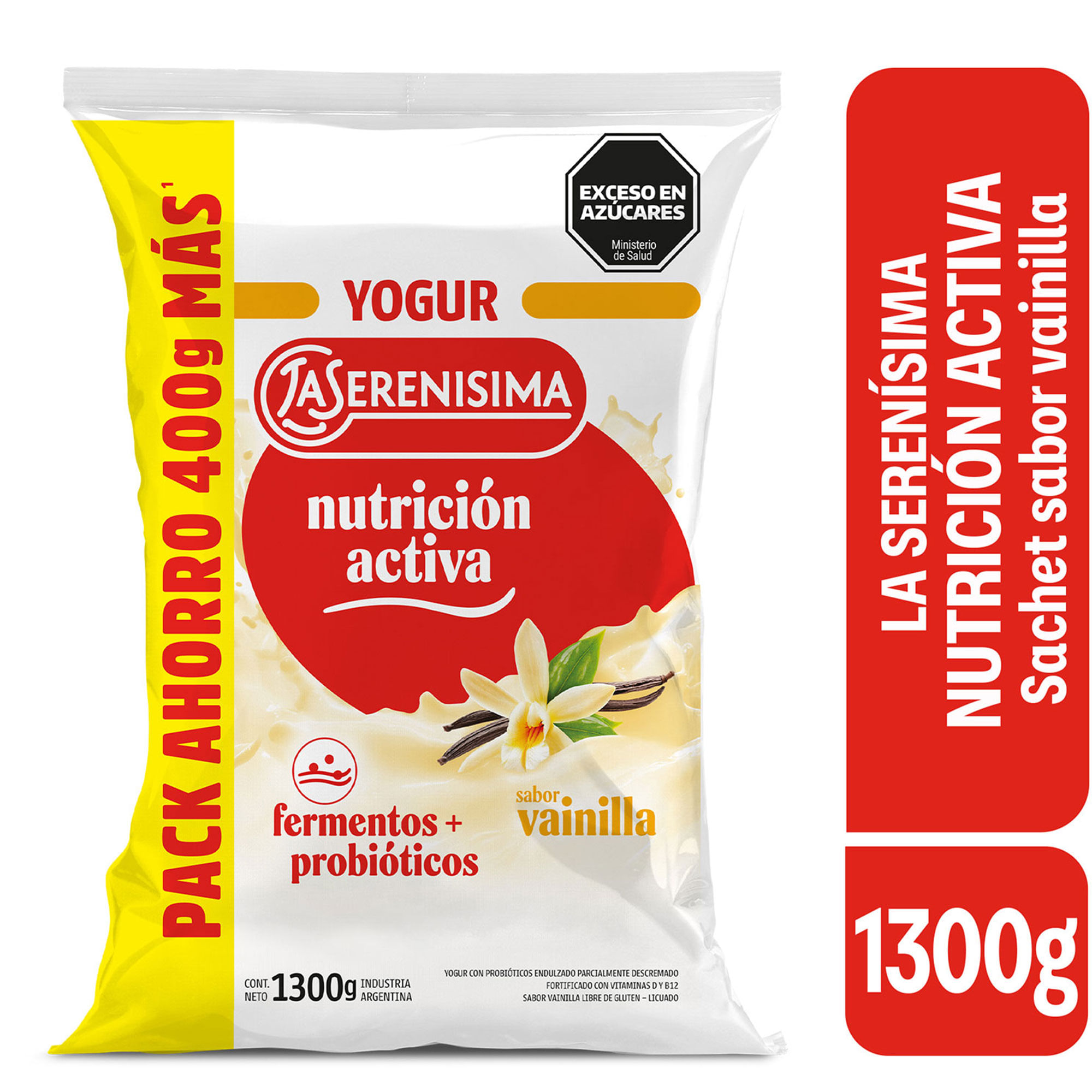 Yogur sachet entero sabor vainilla La Serenísima Nutrición Activa 1300 grs
