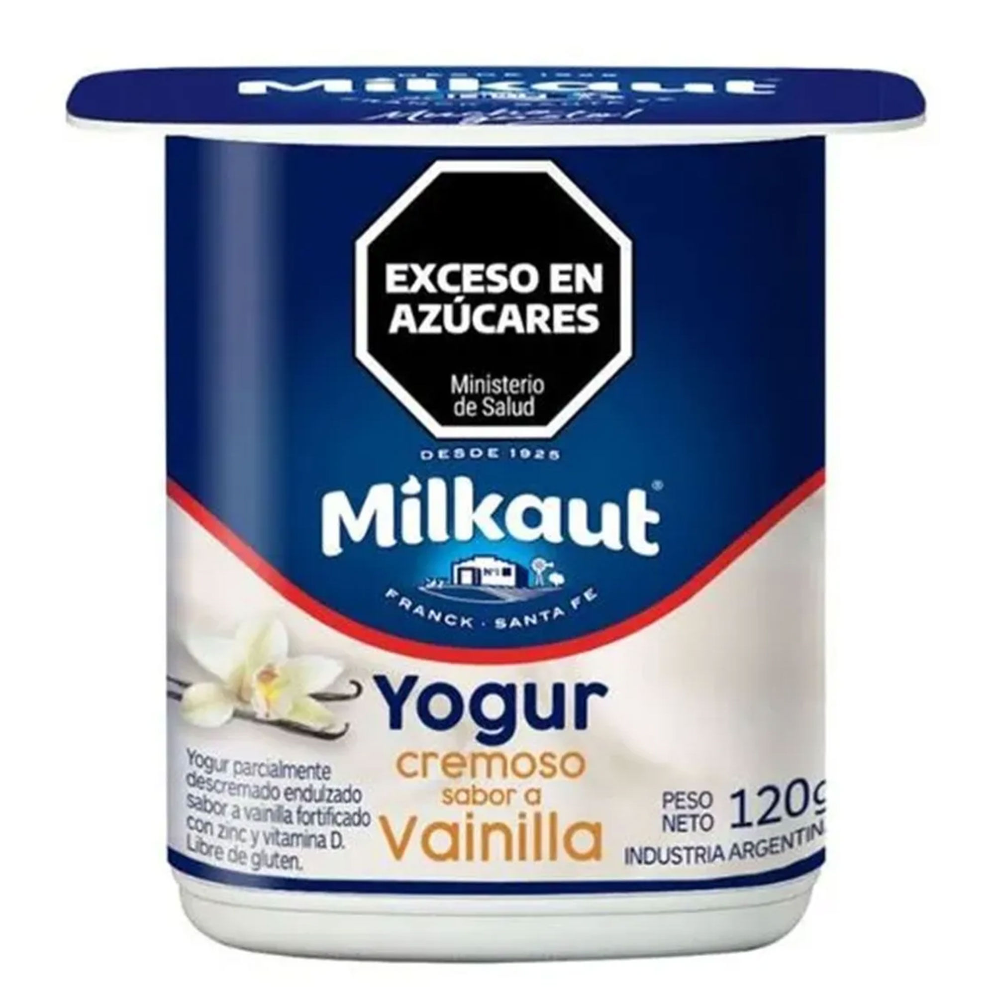 Yogur cremoso entero de vainilla Milkaut en pote 120 g.