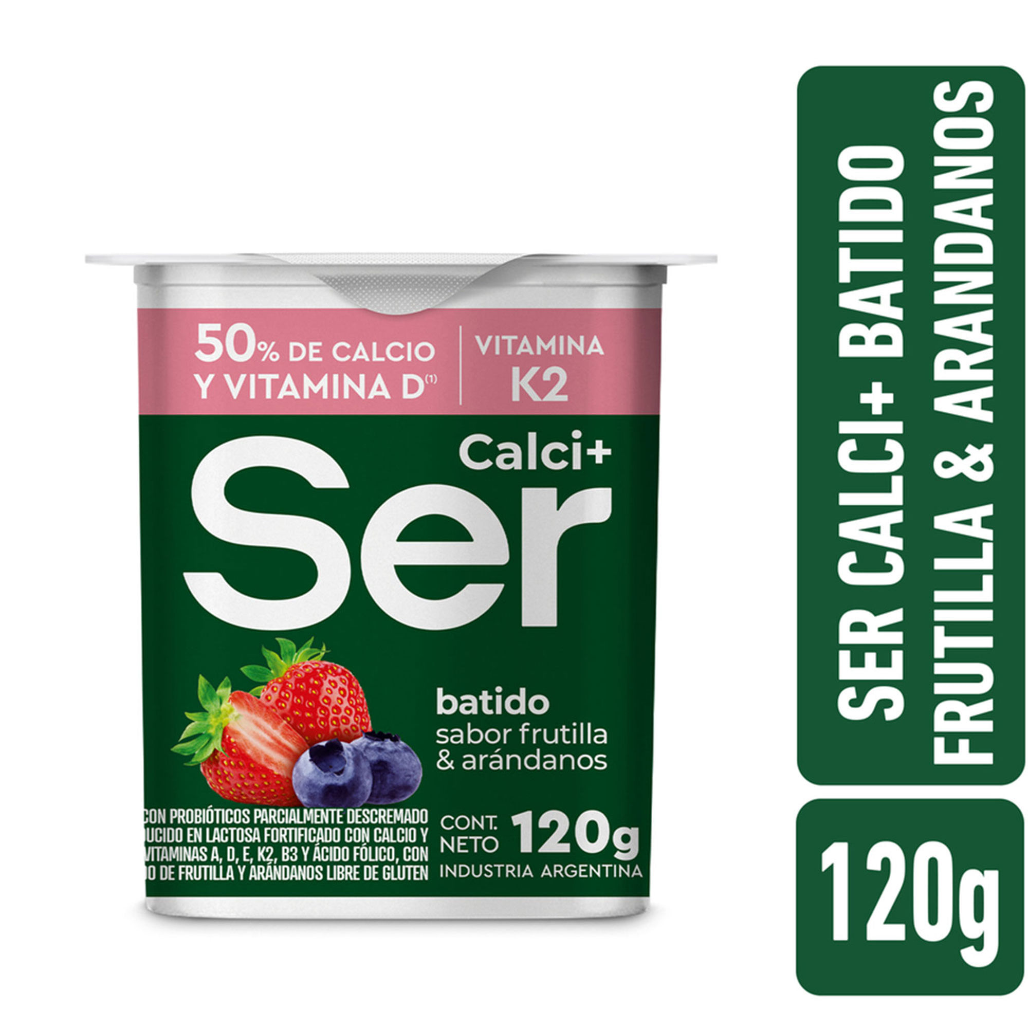 Yogur batido sabor frutilla y arándanos Ser Calci+ 120 grs