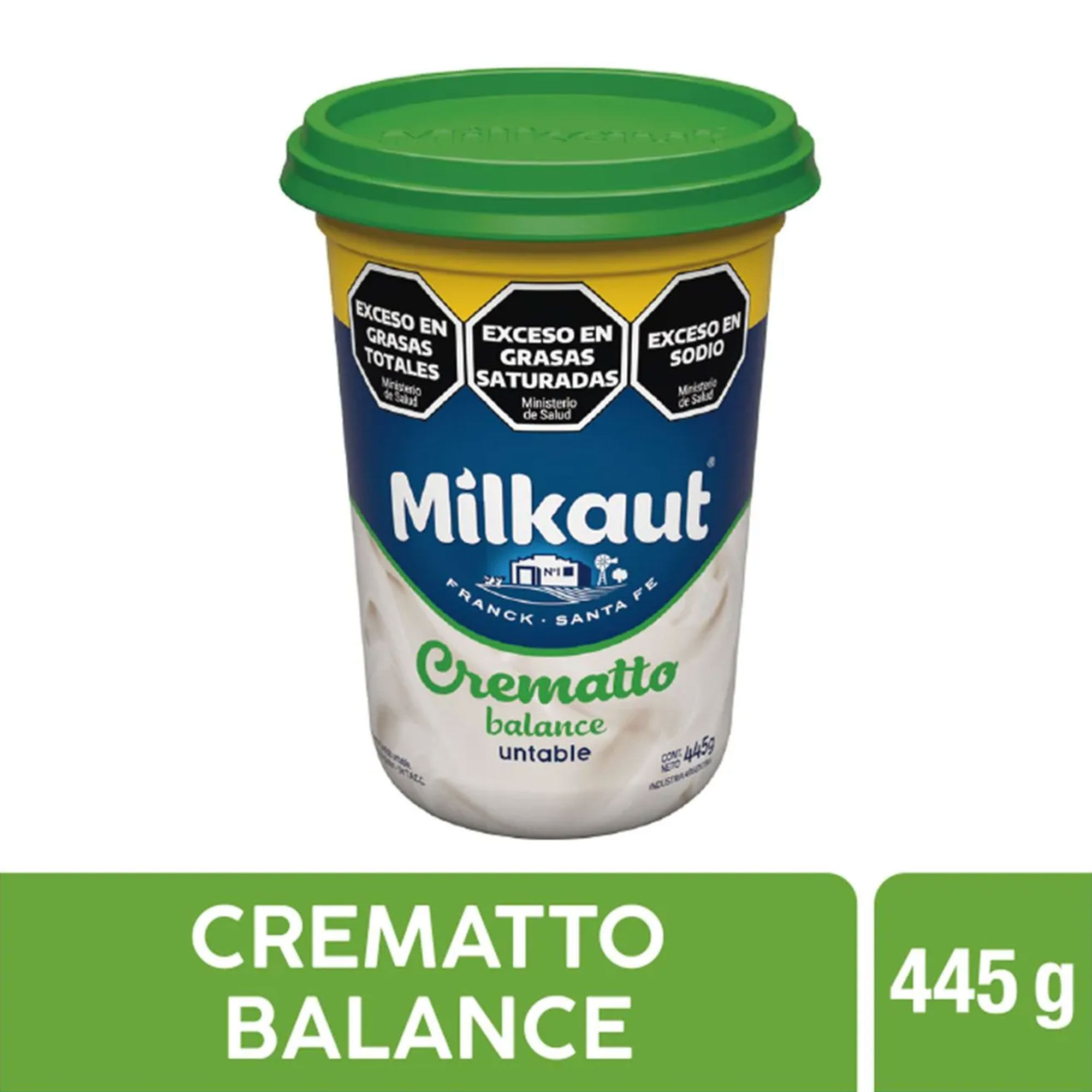 Queso crema Milkaut crematto balance en pote 445 g.