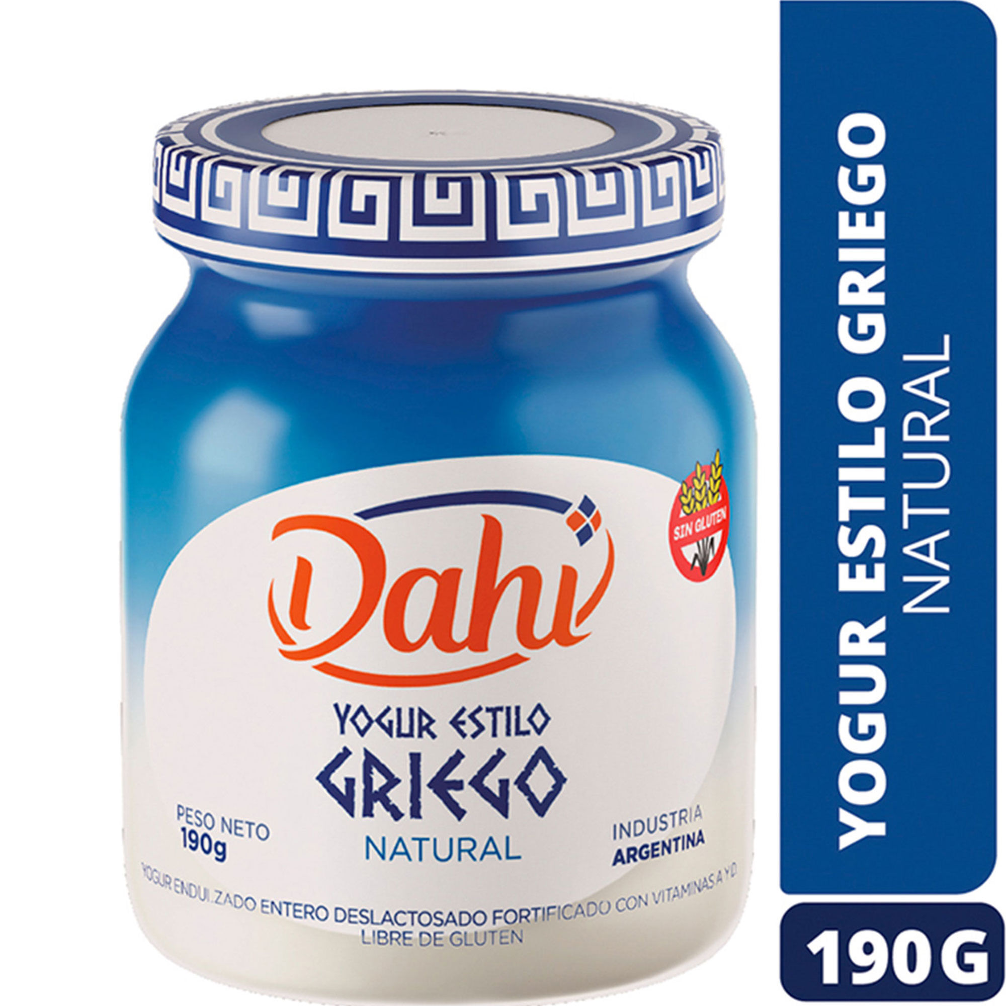 Yogur natural Dahi estilo griego en frasco 190 grs