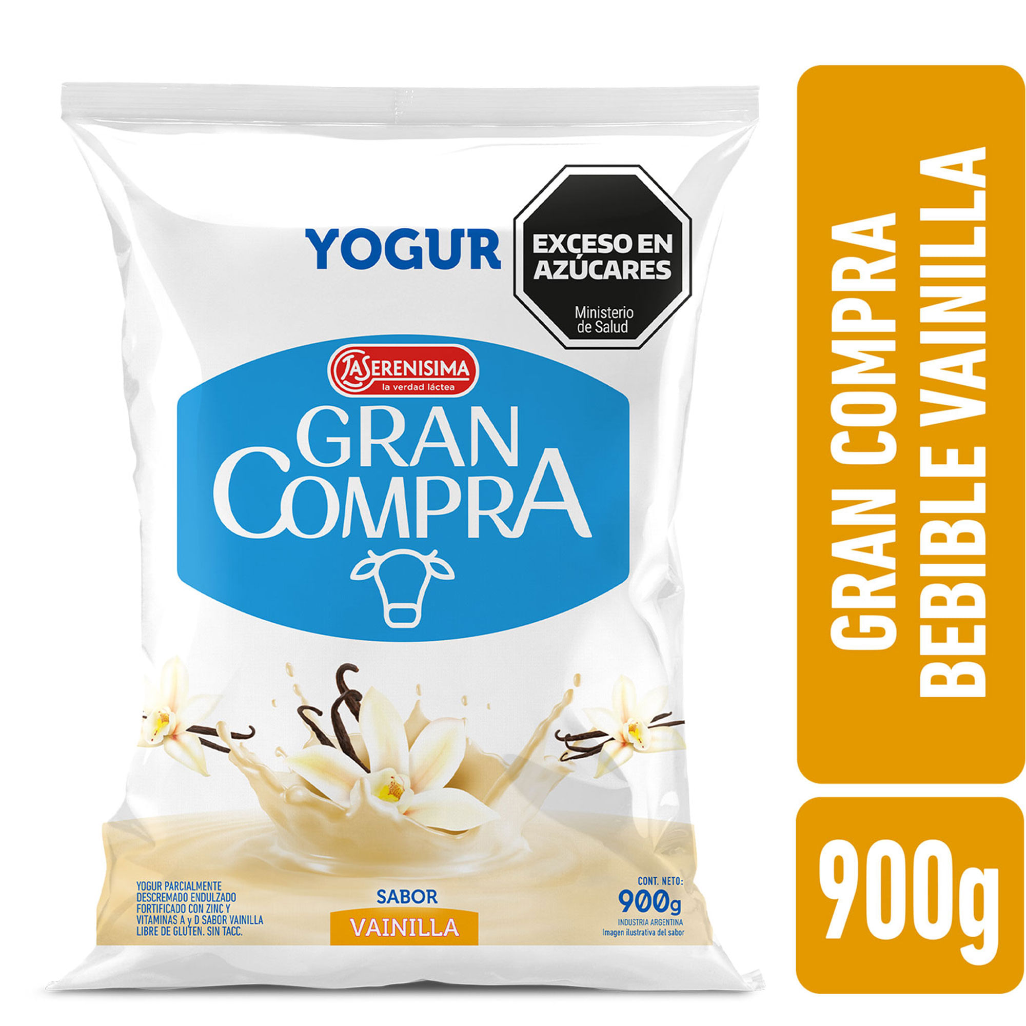 Yogur bebible entero de vainilla Gran Compra 900 g.