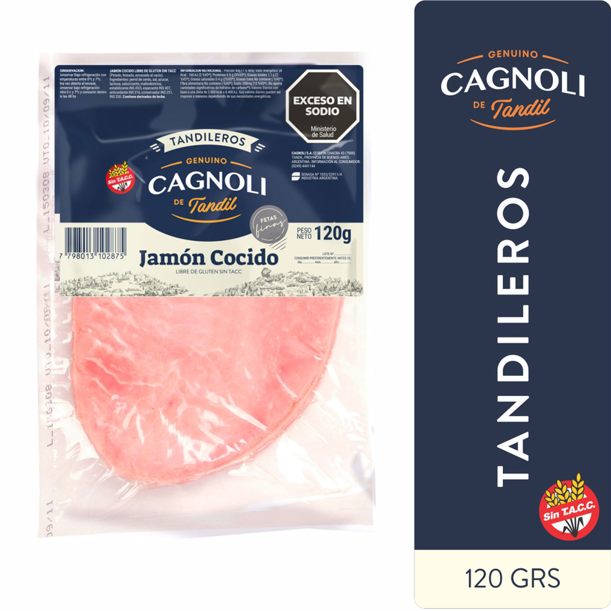 Jamón genuino Cagnoli 120 g.