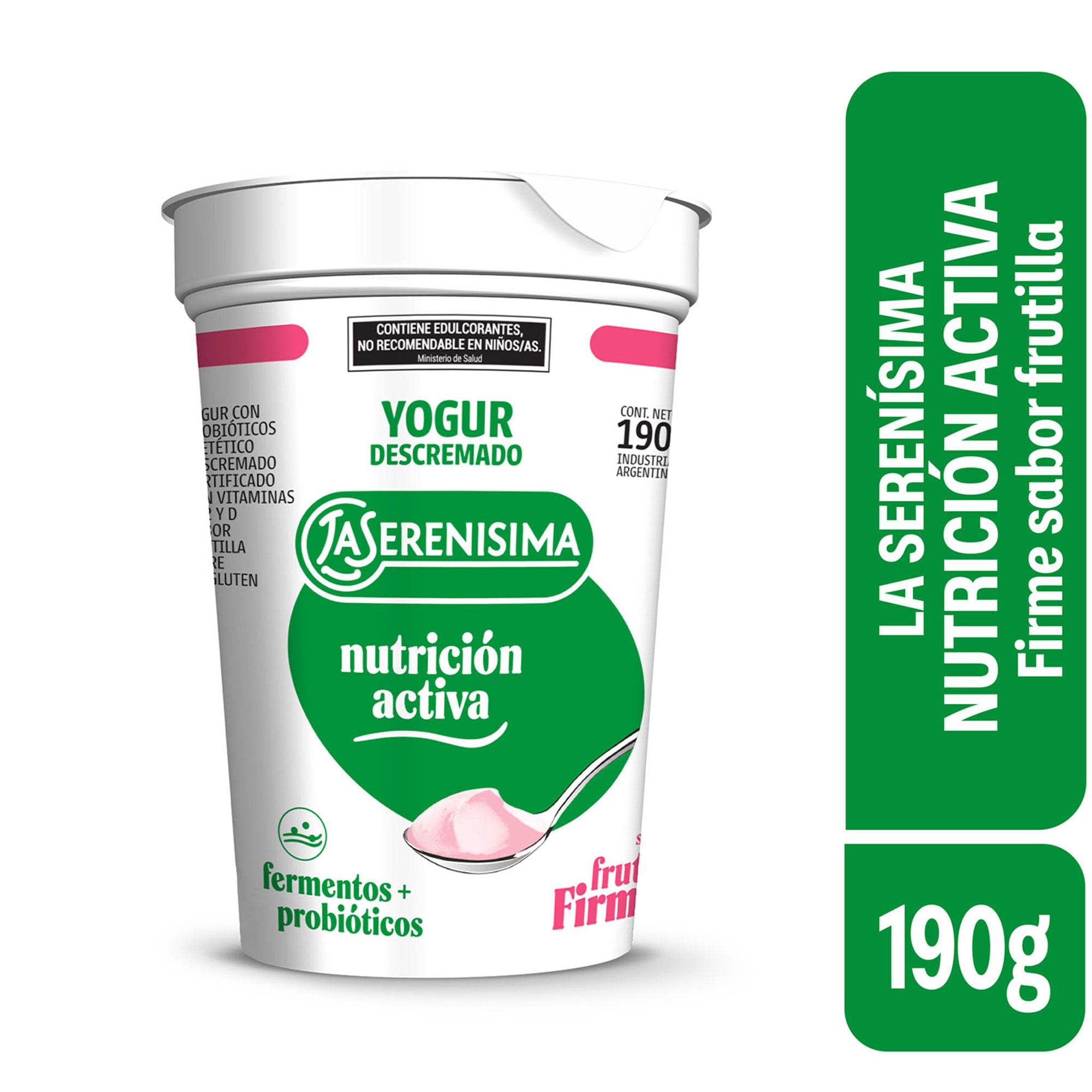 Yogur firme descremado sabor frutilla La Serenísima Nutrición Activa 190 grs