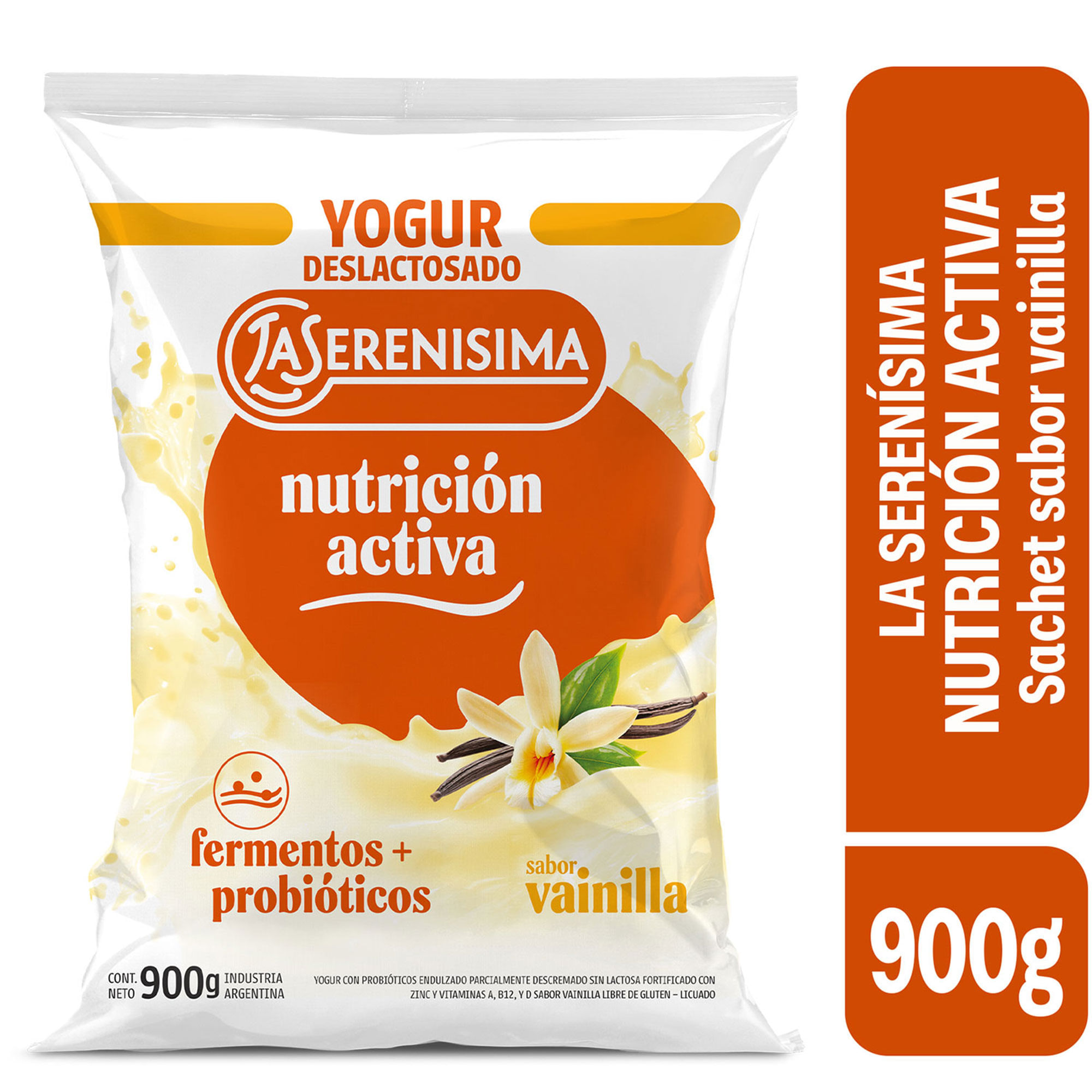 Yogur sachet deslactosado sabor vainilla La Serenísima Nutrición Activa 900 grs