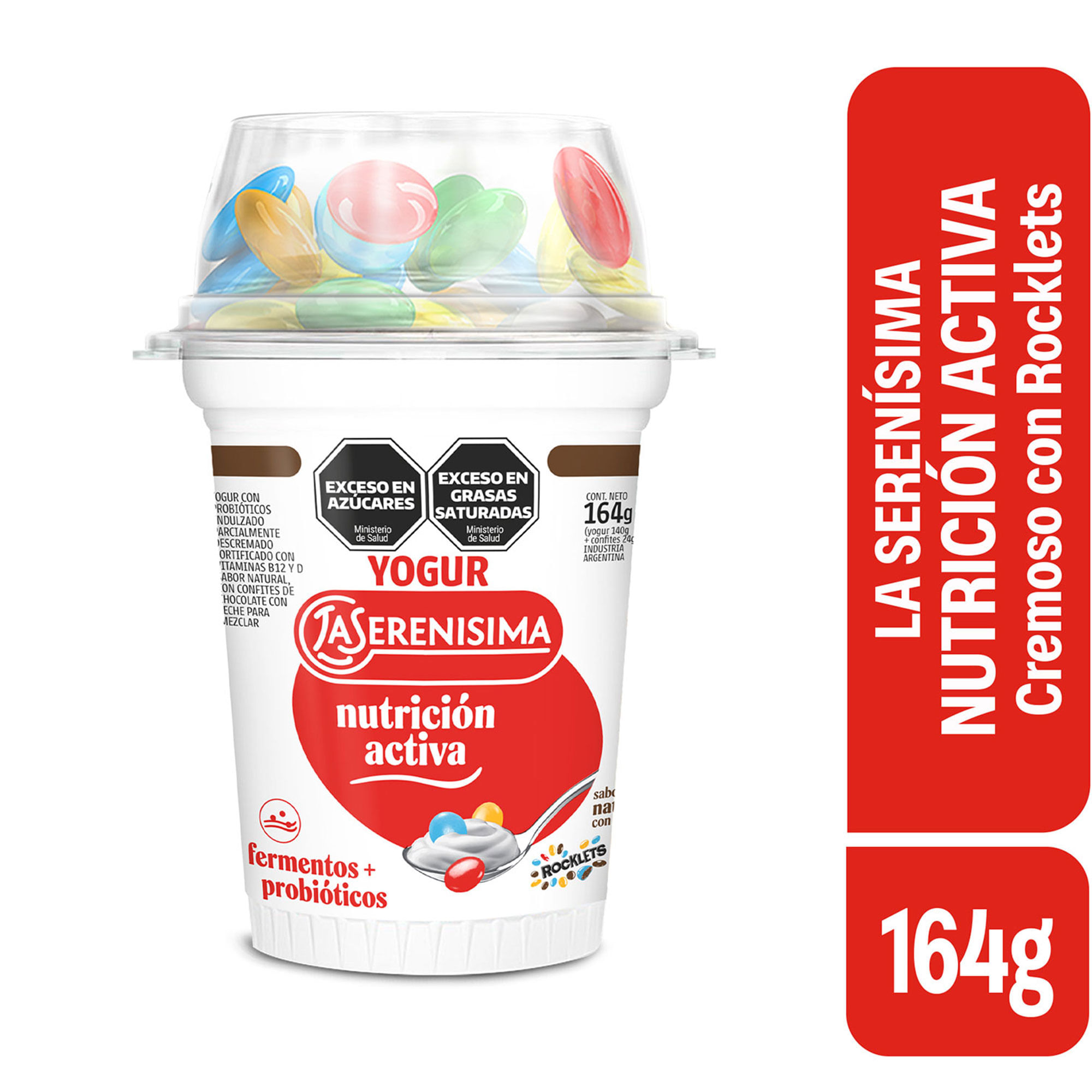 Yogur entero cremoso con Rocklets La Serenísima Nutrición Activa 164 grs (yogur 140 grs + cereal 24 grs)